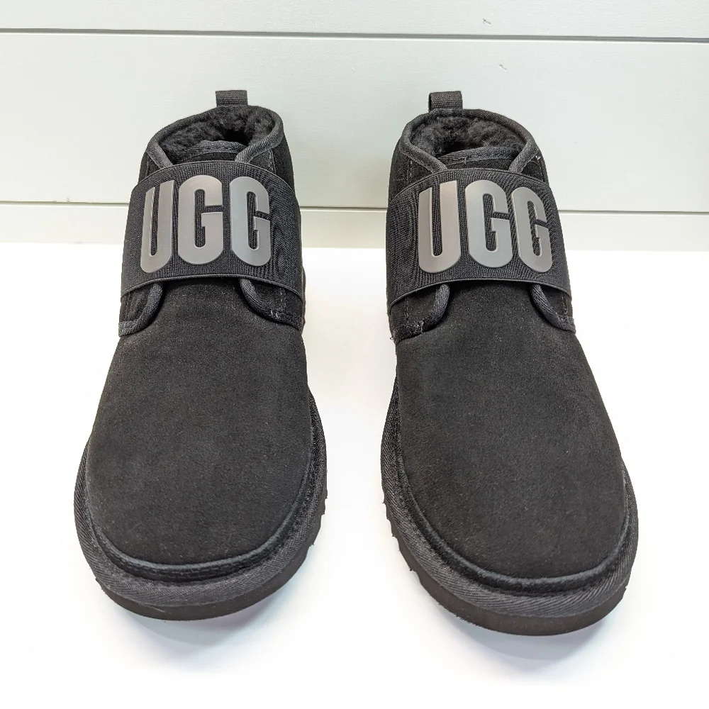 UGG Neumel II Graphic Spell Out Black Logo Ankle Chukka Suede Boots sz Men's 11